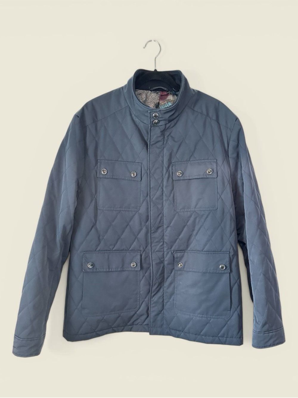Ted Baker Men's Size 7 XL Quilted Blue Jacket - Lightweight Casual Coat, Nylon